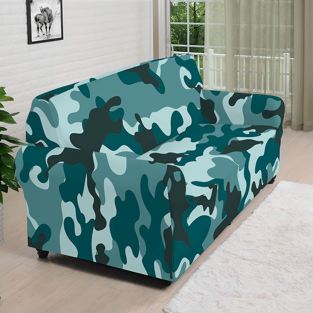 Forest Green Camouflage Print Sofa Cover