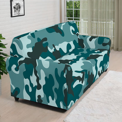 Forest Green Camouflage Print Sofa Cover