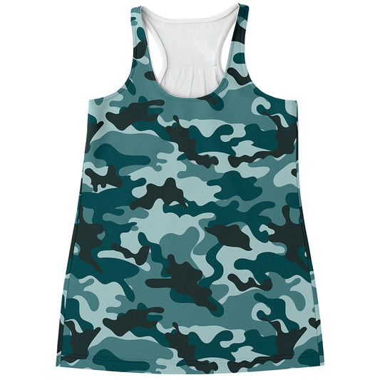 Forest Green Camouflage Print Women's Racerback Tank Top