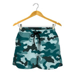 Forest Green Camouflage Print Women's Shorts