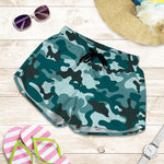 Forest Green Camouflage Print Women's Shorts