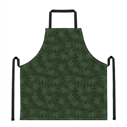 Forest Green Cannabis Leaf Print Apron