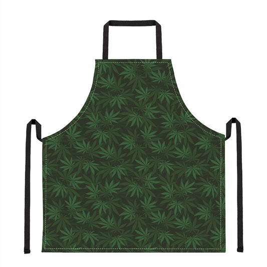 Forest Green Cannabis Leaf Print Apron
