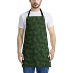 Forest Green Cannabis Leaf Print Apron