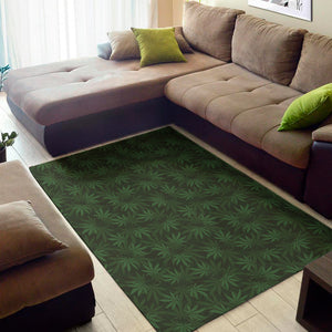 Forest Green Cannabis Leaf Print Area Rug