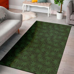 Forest Green Cannabis Leaf Print Area Rug