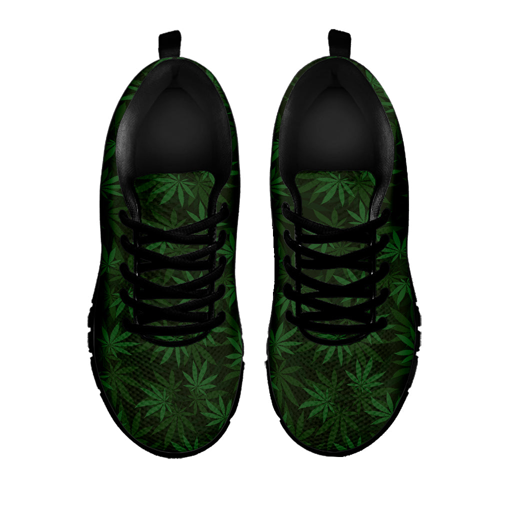 Forest Green Cannabis Leaf Print Black Sneakers