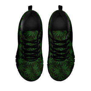 Forest Green Cannabis Leaf Print Black Sneakers