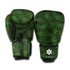 Forest Green Cannabis Leaf Print Boxing Gloves