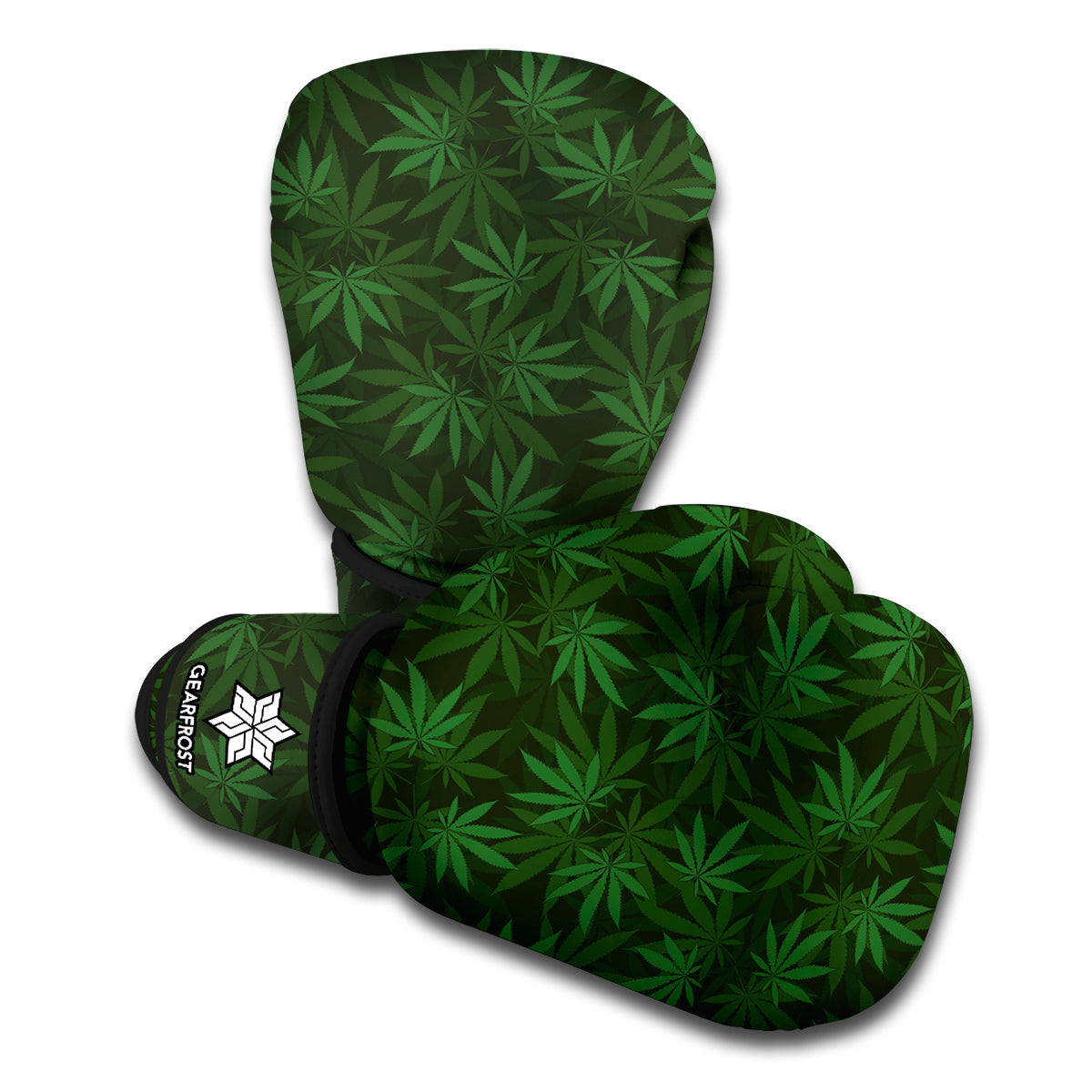 Forest Green Cannabis Leaf Print Boxing Gloves