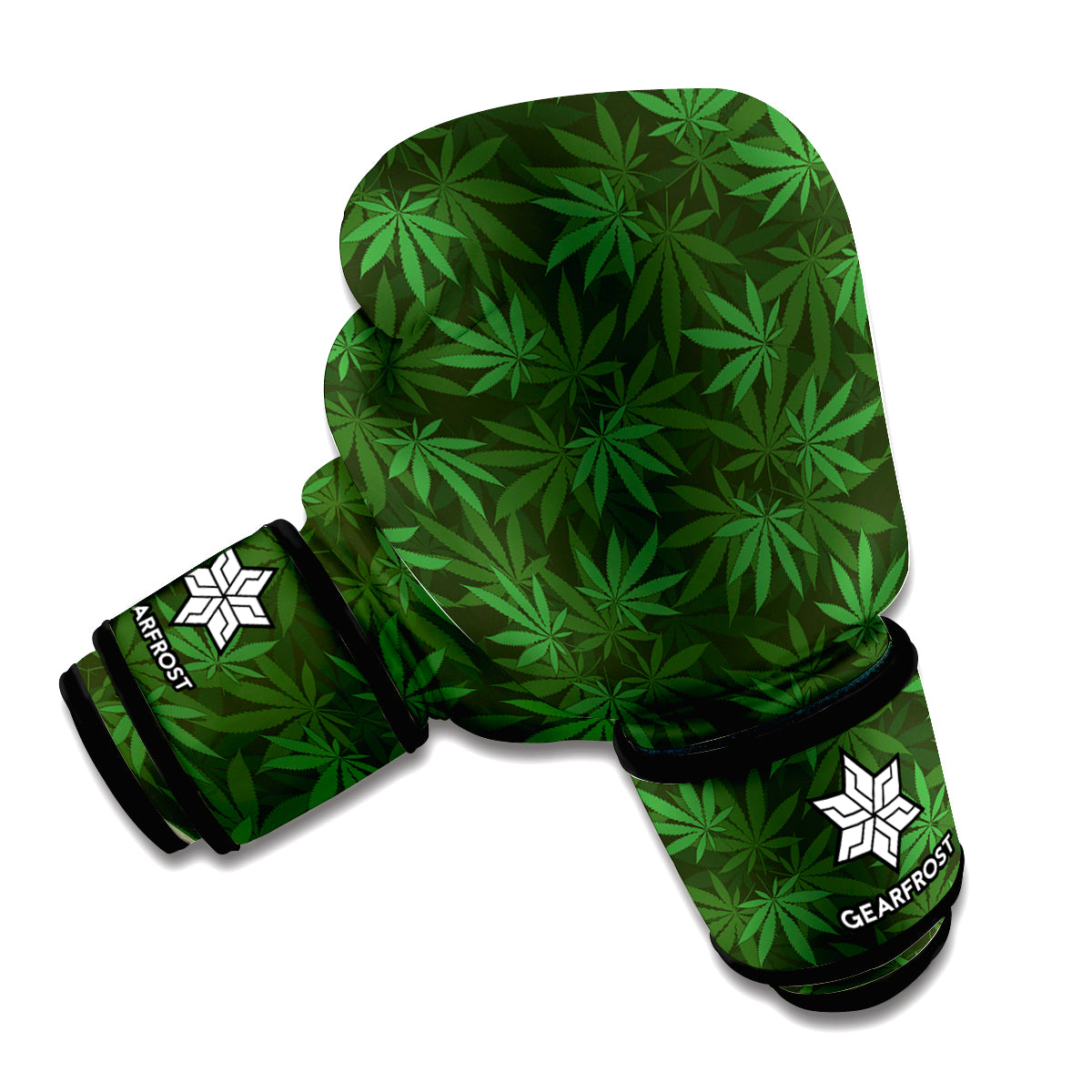 Forest Green Cannabis Leaf Print Boxing Gloves