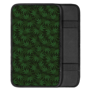 Forest Green Cannabis Leaf Print Car Center Console Cover