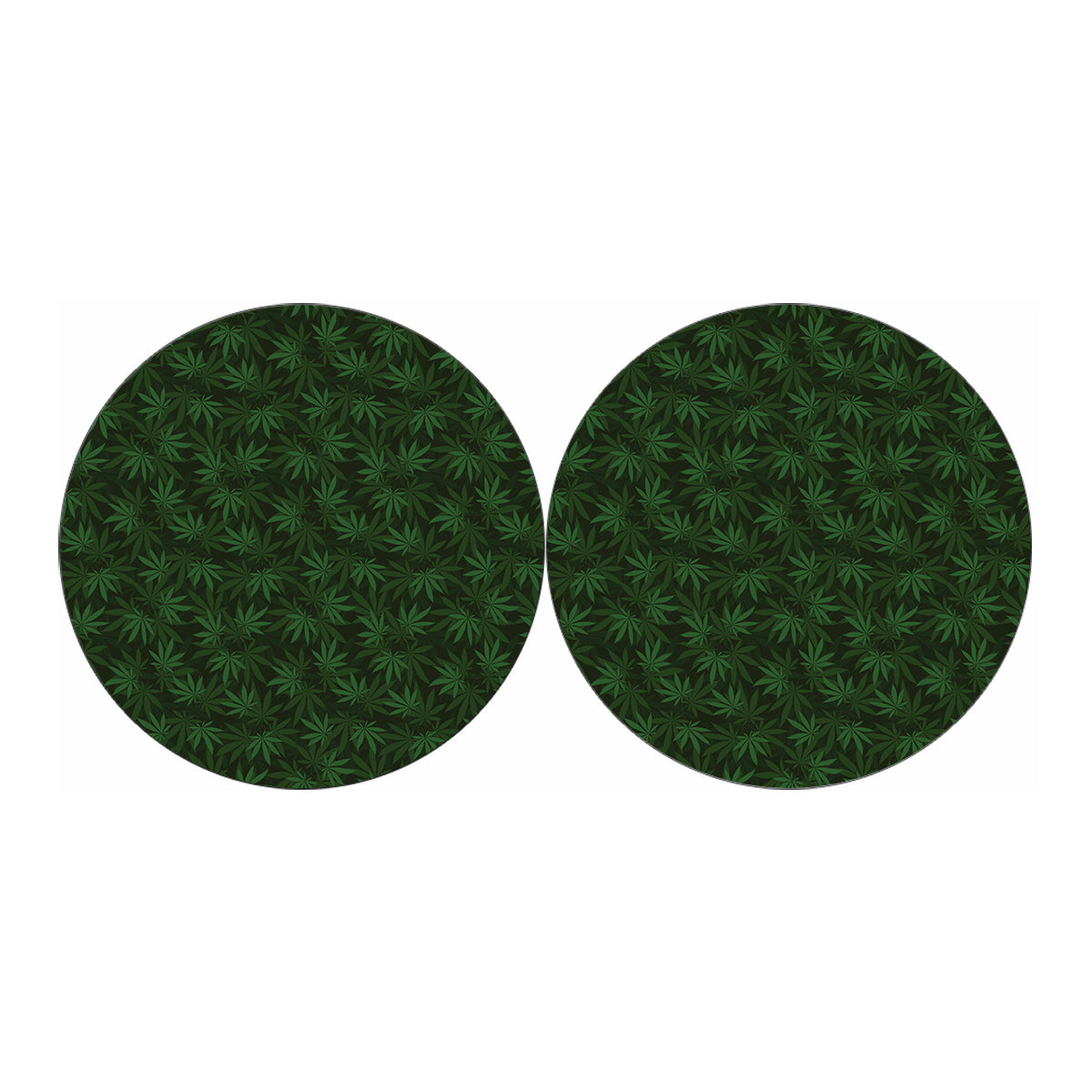 Forest Green Cannabis Leaf Print Car Coasters