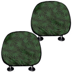 Forest Green Cannabis Leaf Print Car Headrest Covers