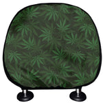 Forest Green Cannabis Leaf Print Car Headrest Covers