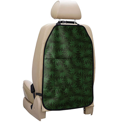 Forest Green Cannabis Leaf Print Car Seat Organizers