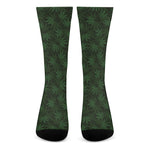 Forest Green Cannabis Leaf Print Crew Socks