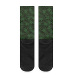 Forest Green Cannabis Leaf Print Crew Socks