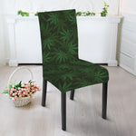 Forest Green Cannabis Leaf Print Dining Chair Slipcover