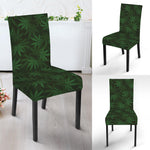 Forest Green Cannabis Leaf Print Dining Chair Slipcover