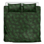 Forest Green Cannabis Leaf Print Duvet Cover Bedding Set