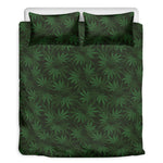 Forest Green Cannabis Leaf Print Duvet Cover Bedding Set