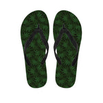 Forest Green Cannabis Leaf Print Flip Flops