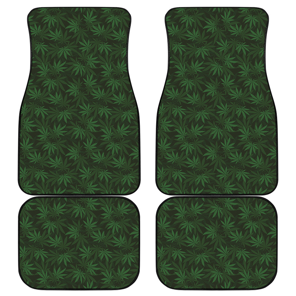 Forest Green Cannabis Leaf Print Front and Back Car Floor Mats