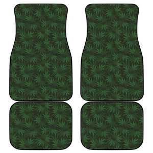 Forest Green Cannabis Leaf Print Front and Back Car Floor Mats