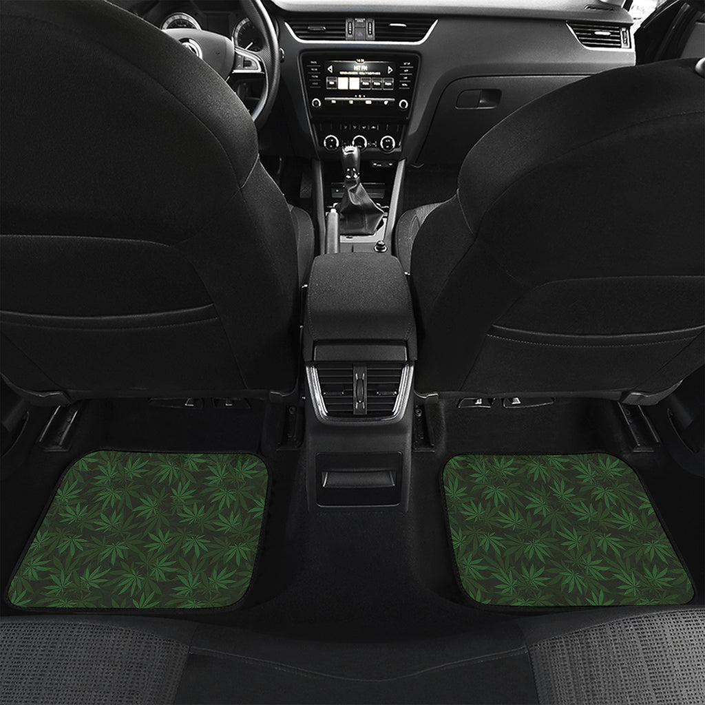 Forest Green Cannabis Leaf Print Front and Back Car Floor Mats