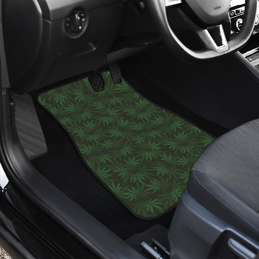 Forest Green Cannabis Leaf Print Front and Back Car Floor Mats