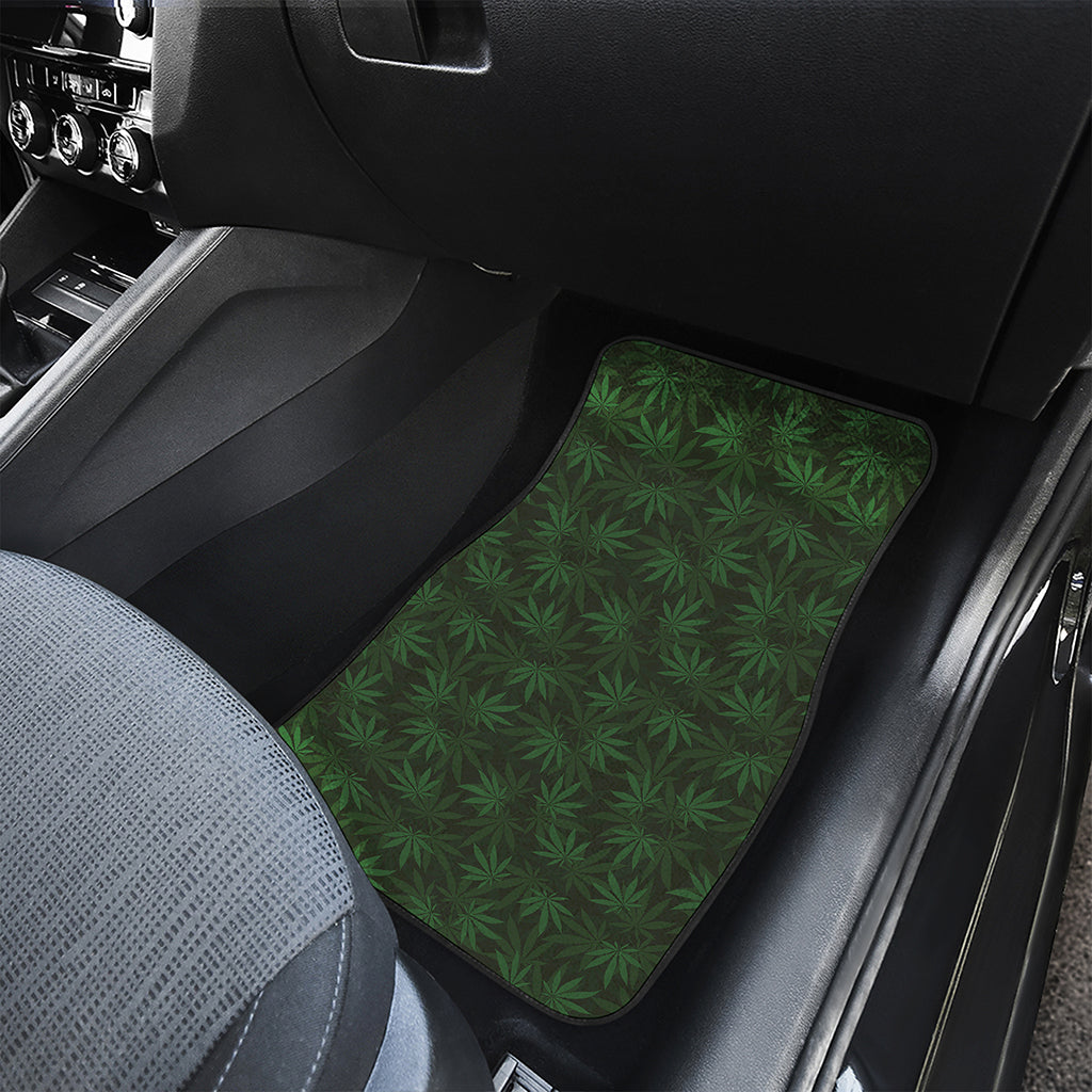 Forest Green Cannabis Leaf Print Front and Back Car Floor Mats