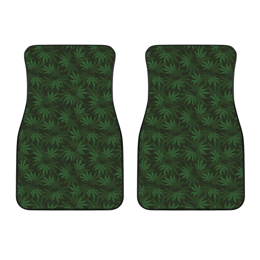 Forest Green Cannabis Leaf Print Front Car Floor Mats