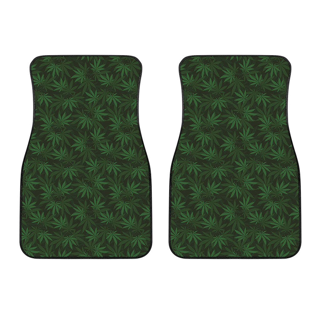 Forest Green Cannabis Leaf Print Front Car Floor Mats