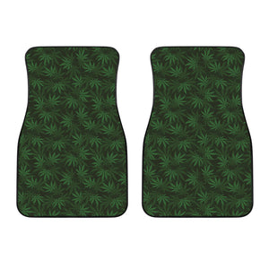 Forest Green Cannabis Leaf Print Front Car Floor Mats