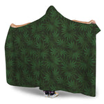 Forest Green Cannabis Leaf Print Hooded Blanket