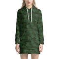 Forest Green Cannabis Leaf Print Pullover Hoodie Dress