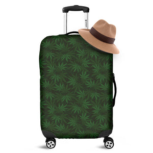 Forest Green Cannabis Leaf Print Luggage Cover