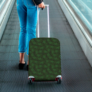 Forest Green Cannabis Leaf Print Luggage Cover