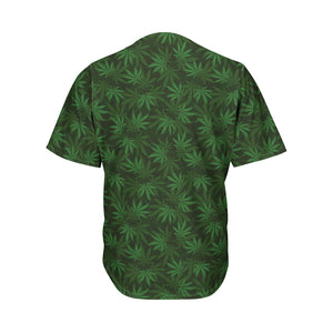 Forest Green Cannabis Leaf Print Men's Baseball Jersey