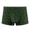 Forest Green Cannabis Leaf Print Men's Boxer Briefs