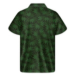 Forest Green Cannabis Leaf Print Men's Short Sleeve Shirt