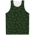 Forest Green Cannabis Leaf Print Men's Tank Top