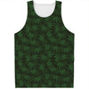 Forest Green Cannabis Leaf Print Men's Tank Top