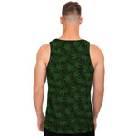 Forest Green Cannabis Leaf Print Men's Tank Top