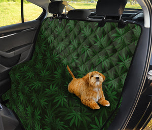 Forest Green Cannabis Leaf Print Pet Car Back Seat Cover