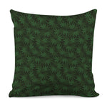 Forest Green Cannabis Leaf Print Pillow Cover