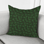 Forest Green Cannabis Leaf Print Pillow Cover