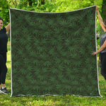 Forest Green Cannabis Leaf Print Quilt