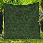 Forest Green Cannabis Leaf Print Quilt